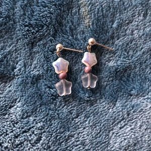 Cute Handmade Purple and White Stud Bead Earrings